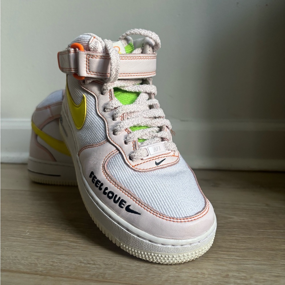 Nike White and Yellow High-Top Sneakers